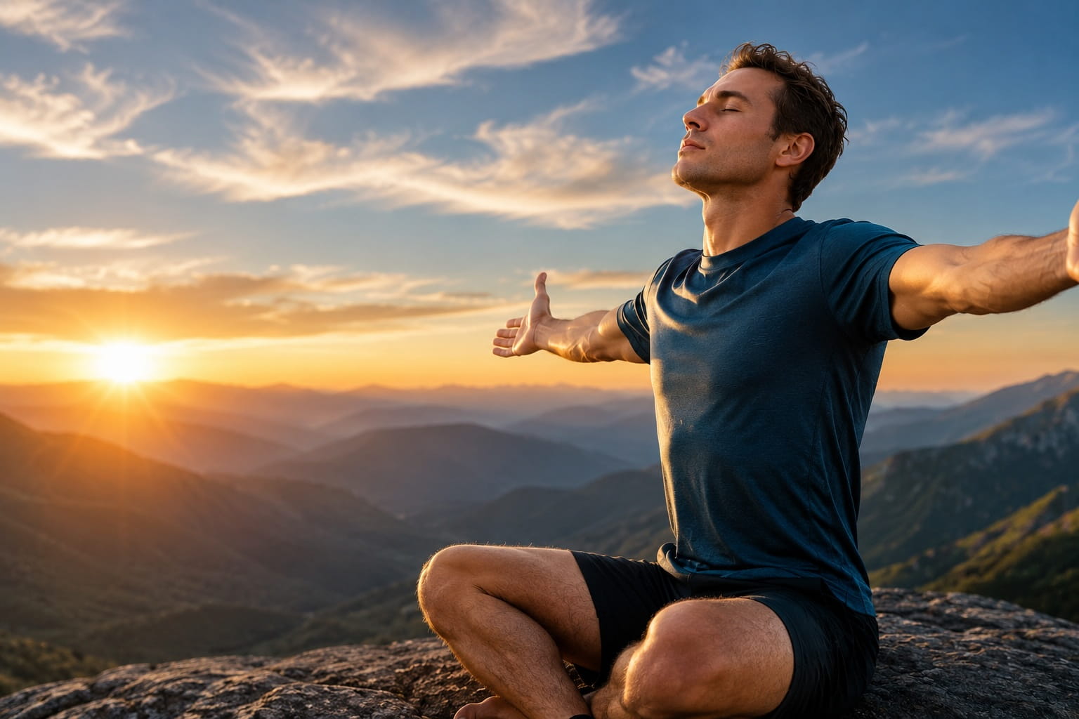 Man controlling his breathing
