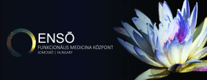 A logo for ENSŌ Funkcionális Medicina Központ, Somoskő, Hungary, appears beside a close-up of a blooming lotus flower on a dark background.