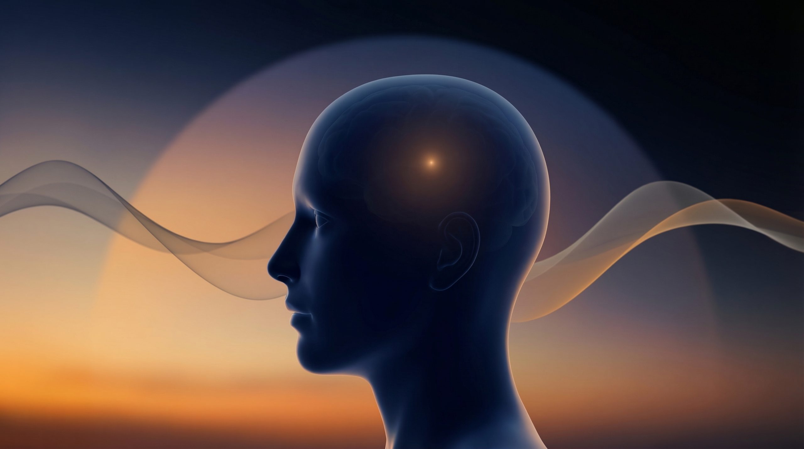 pineal gland activation illustration with glowing light above the head